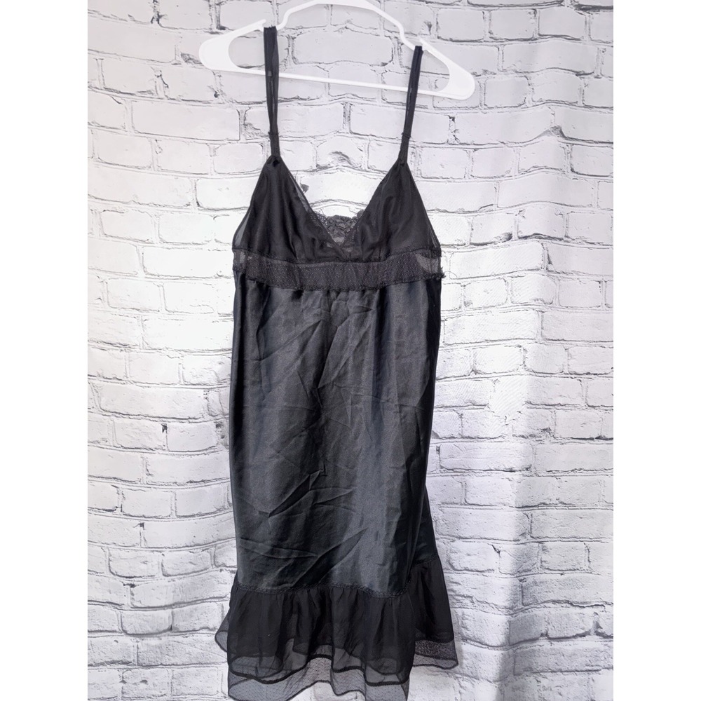 Victorias Secret Angels Slip Dress Night Gown Nighty Black Lace Sz L Whimsy Goth